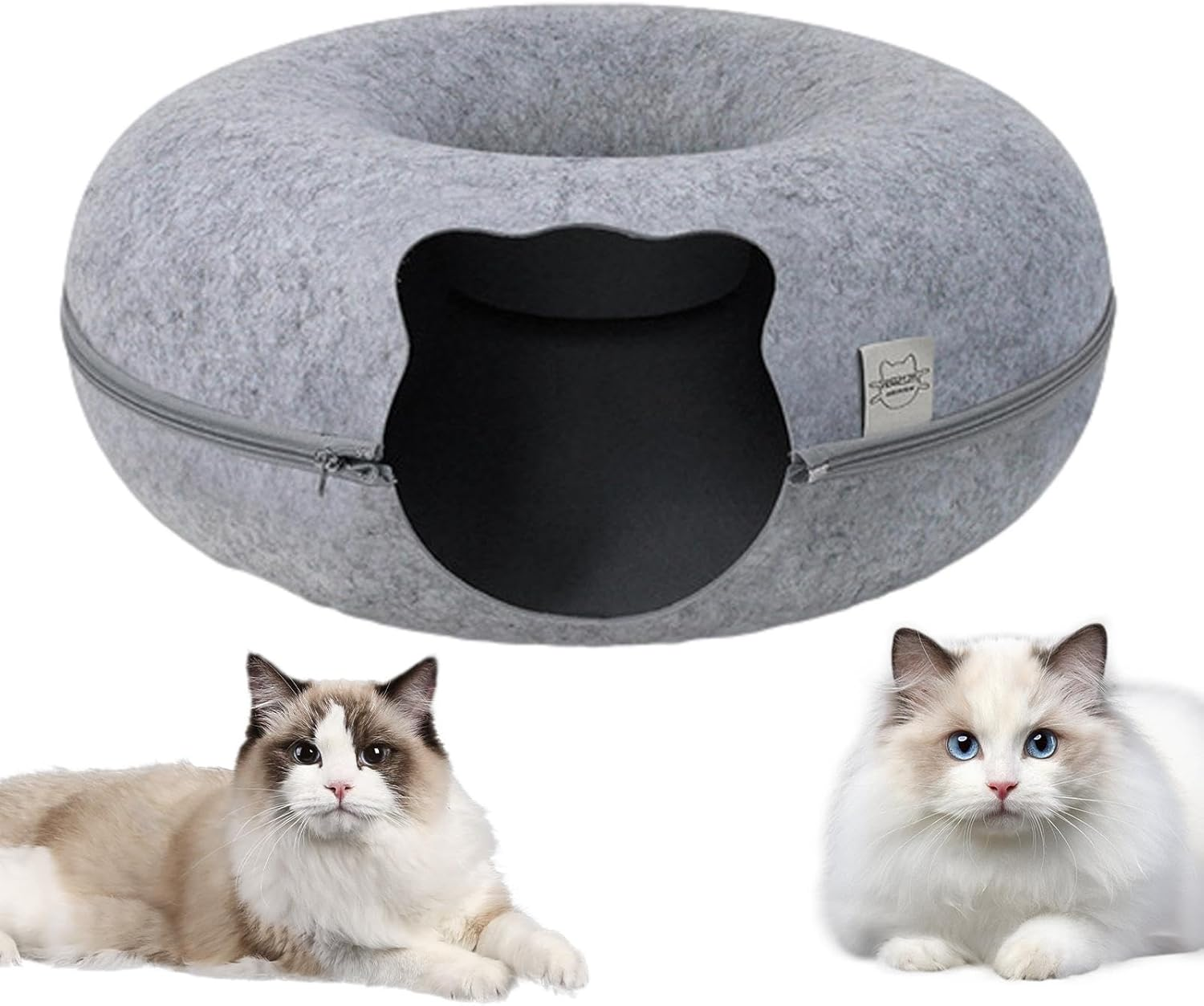 Cat Tunnel Bed, Cozy Cat Cave, Washable Large Cat Bed Cave, Cat Hideaway, Tunnel Cat Nest, Removable Cat Hideaway Cat Bed Cave for Small Pets, Rabbits, Kittens image number 4