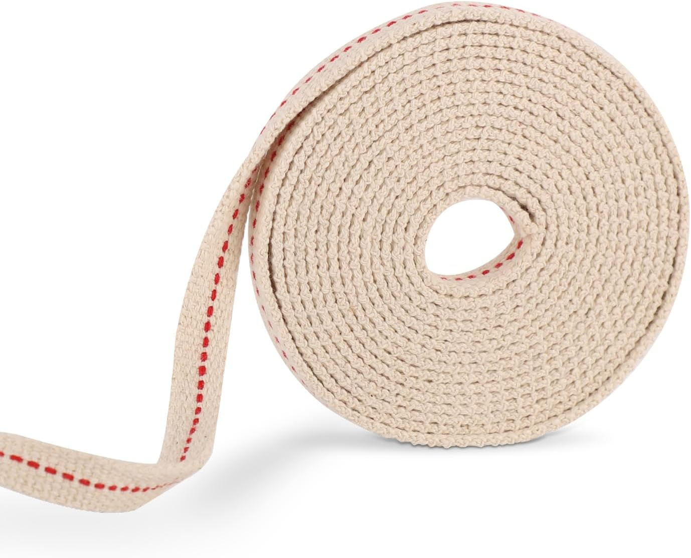 Oil Lamp Wicks, 1/2In Total Length 9.84Ft Cotton Flat Oil Lamp Wicks Cotton Flat Wick for Paraffin Oil Wicks for Oil Lamps with Red Stitch for Kerosene Paraffin Lamp(White) image number 1