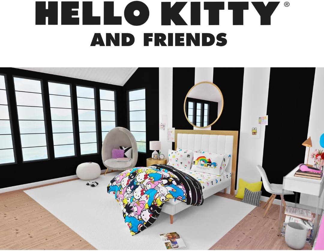 Franco Sanrio Hello Kitty & Friends Bedding 7 Piece Super Soft Comforter and Sheet Set with Sham, Full, (100% Official Licensed Product) Collectibles image number 6