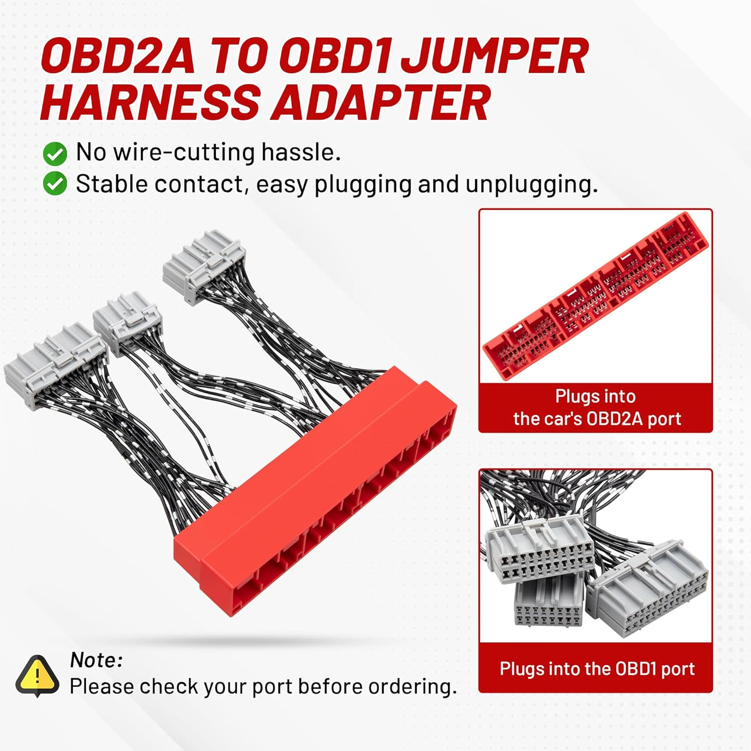 REDWOLF Car OBD2A to OBD1 ECU Jumper Conversion Harness Adapter for 1996-2001 Honda/Acura/Accord/Civic/Del Sol/Prelude image number 6