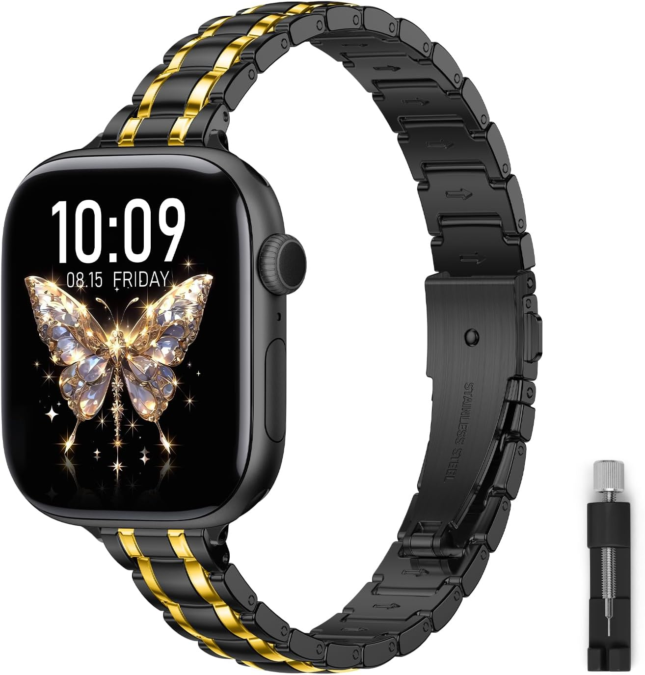 Thin Metal Band Compatible with Apple Watch Band for Women 40Mm 44Mm 42Mm 41Mm 45Mm 46Mm 38Mm,Slim Stainless Steel Bracelet Strap for Iphone Iwatch Bands Women SE/2 Series 10/9/8/7/6/5/4/3