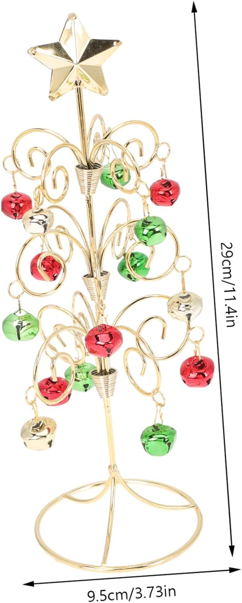 Metal Mini Christmas Tree Table Top Xmas Tree Gold Ornament and Lights image number 2