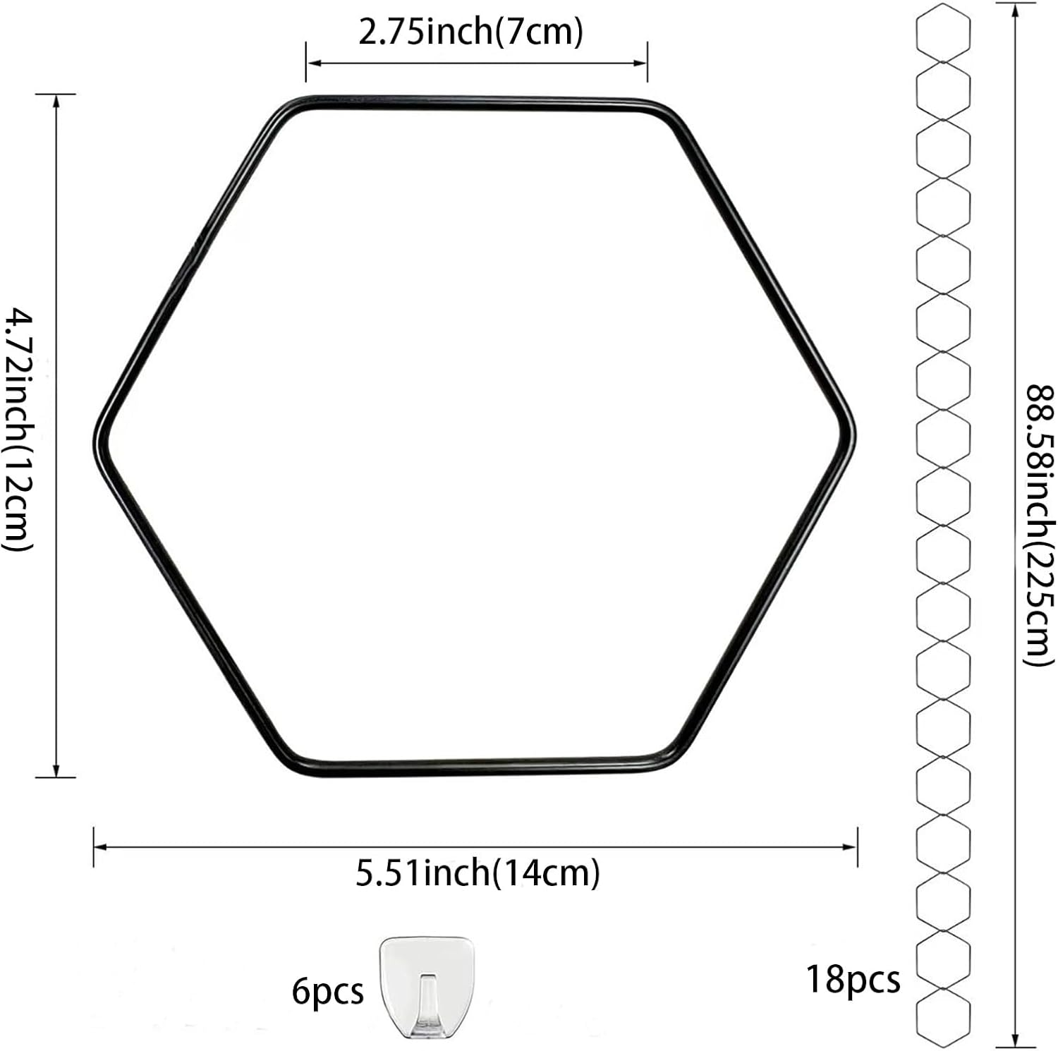 RUIFEN 18 PCS Garden Chain Trellis for Climbing Plants, Small Trellis for Wall Hanging Potted Plants Indoor & Outdoor with Different DIY Patterns (Black, Hexagon) image number 4