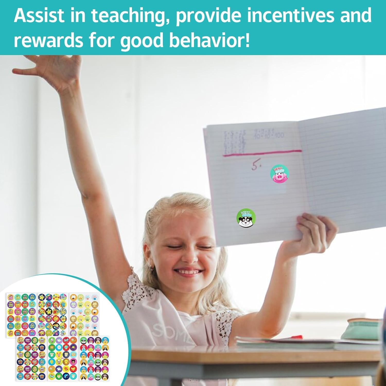 PQCLXUYA 1440 Pcs Reward Stickers,Motivational Stickers for Teachers, Star & Animal for Kids, Reward Chart for Students, Classroom Supplies and Good Behavior Encouragement(60 Sheet) image number 5