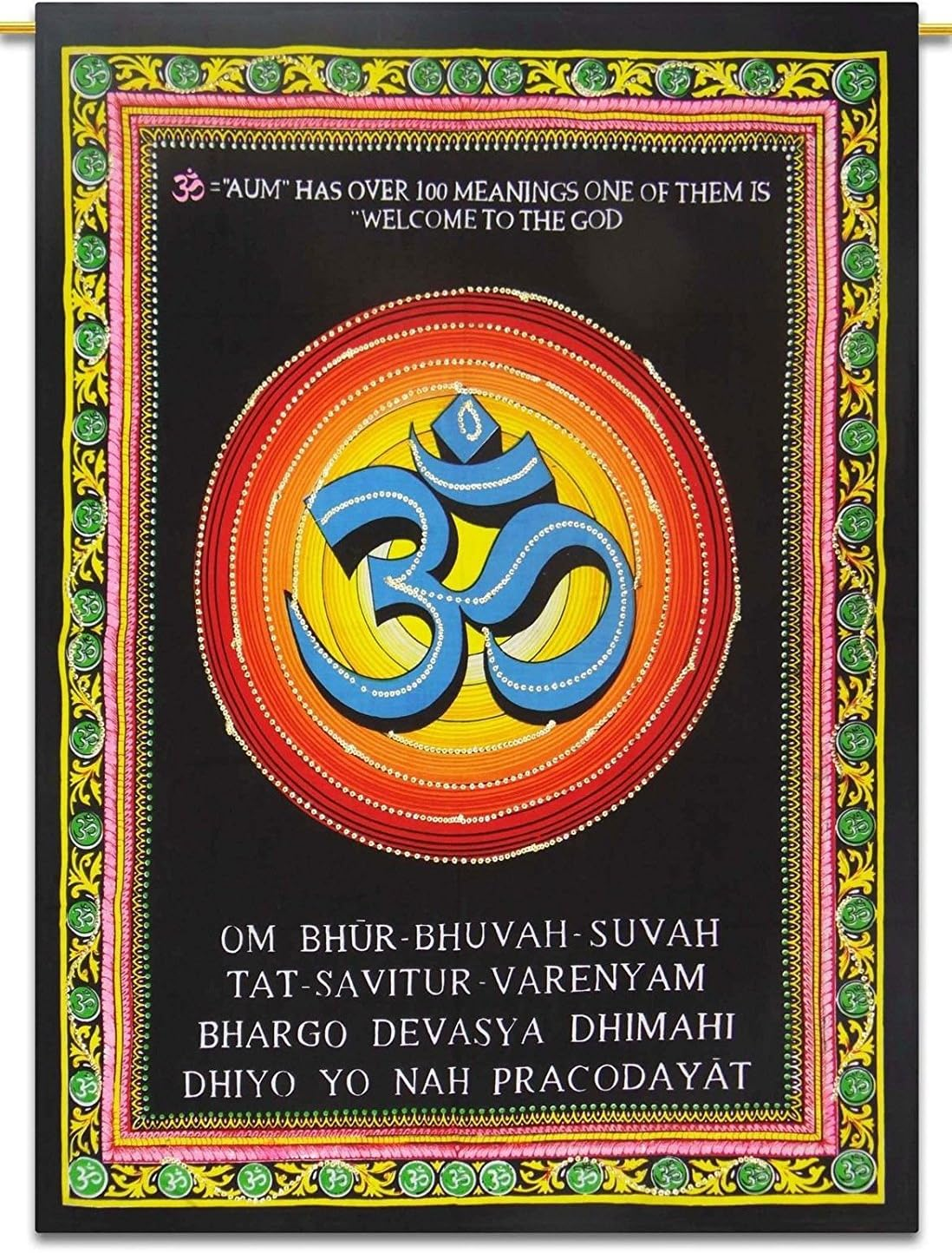 Sophia-Art Krishna Tapestry Unique Laxmi Work Shiva Radha Handmade God Cotton Buddha Sequin Wall Beautiful Poster Multi Arjun Hanging Ram Ethbic Poster Indian Poster (Ram Parivaar)