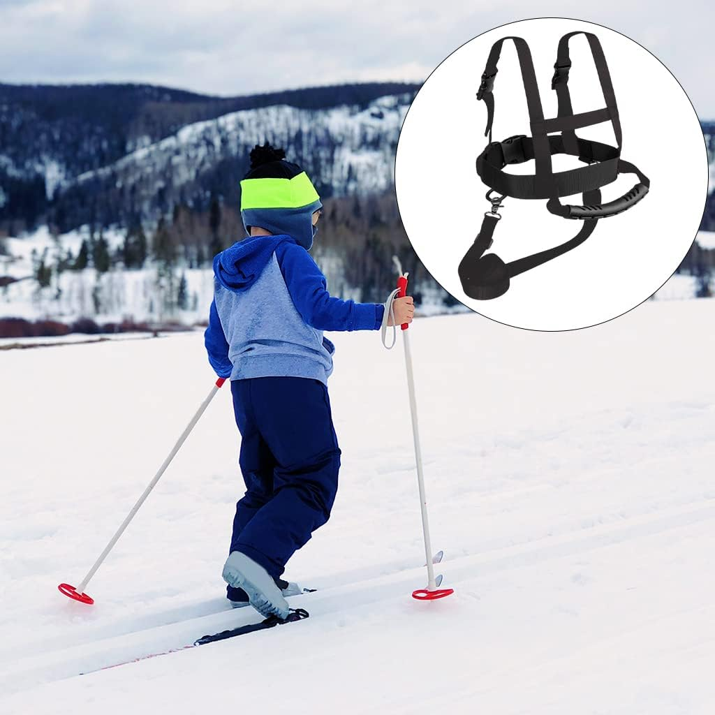 Kids Ski Harness with Long Ski Leash, Back Gripper & Wedge Clip - Helping Kids Learn - Black image number 5