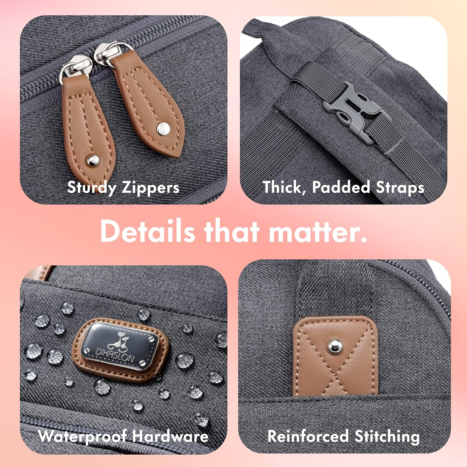 Dikaslon Changing Bag Backpack, Large Nappy Back Pack Multifunction Baby Bags with Portable Changing Mat, Pacifier Holder, and Stroller Straps, for Mom and Dad image number 1