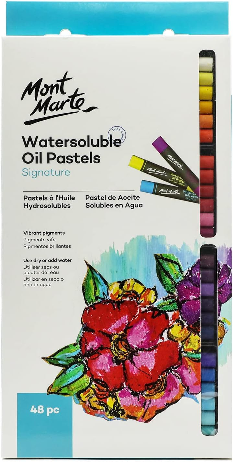 Mont Marte Watersoluble Oil Pastels 48Pc, Assorted Vibrant Colours, Versatile Art Pastels, Use Wet or Dry, for Blending, Layering & Shading, Ideal for Art, Craft, Colouring and Sketching image number 5