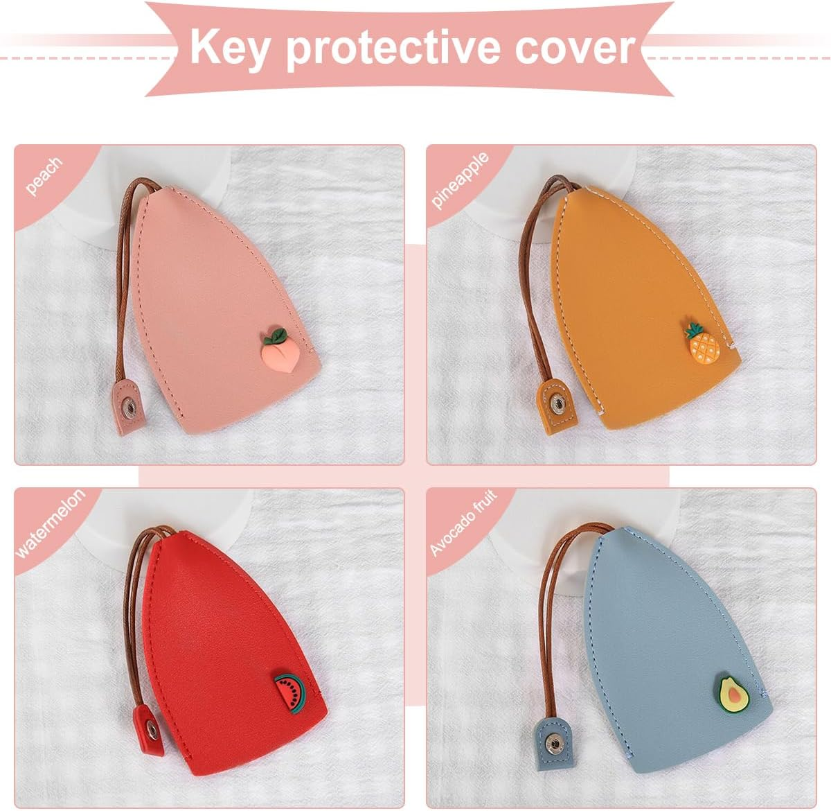 4 PCS Key Bag,Car Key Case,Pu Leather Key Organizer Pouch for Luggage & Travel Gear/House