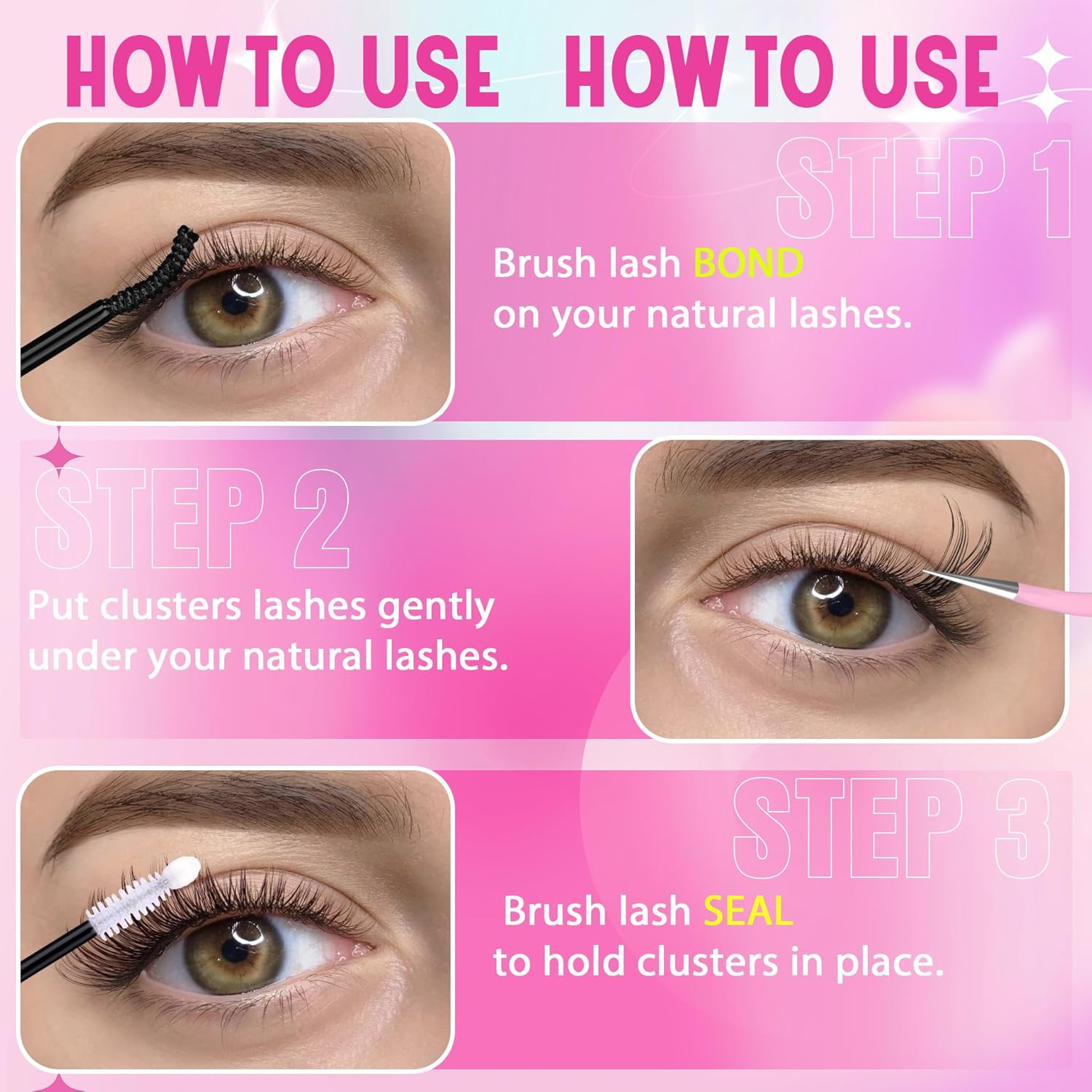 EYDEVRO Natural Lash Clusters Wispy Eyelash Clusters C Curl Fox Eye Cluster Lash Extensions 216Pcs Cluster Eyelashes DIY Individual Cluster Lashes image number 5