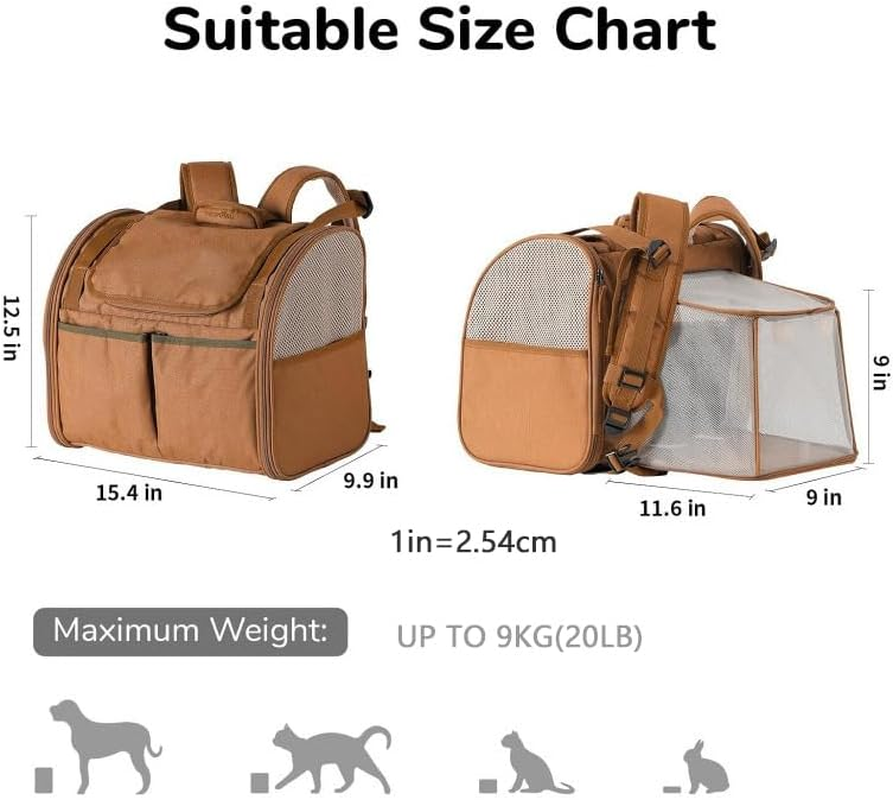 Large Cat Backpack Carrier Expandable Pet Bag for Small Dogs Medium Cats Fit up to 9 KG, Dog Backpack Carrier, Foldable Puppy Backpack for Travel, Hiking (Grey) image number 1