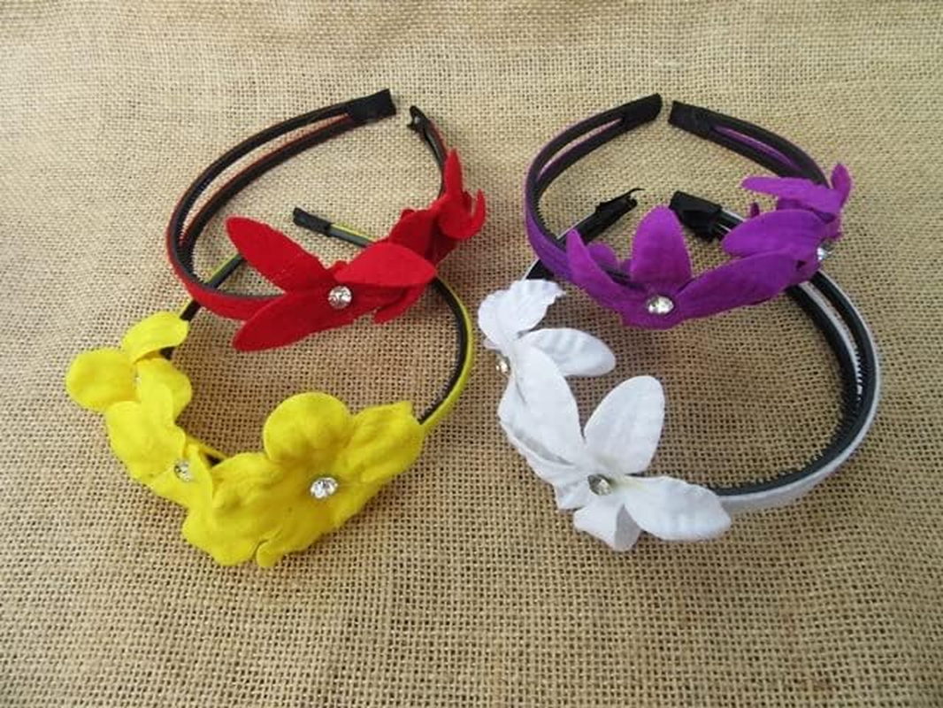 12Pcs Hair Band Headband with Flower Mixed Color 12Mm Wide image number 2