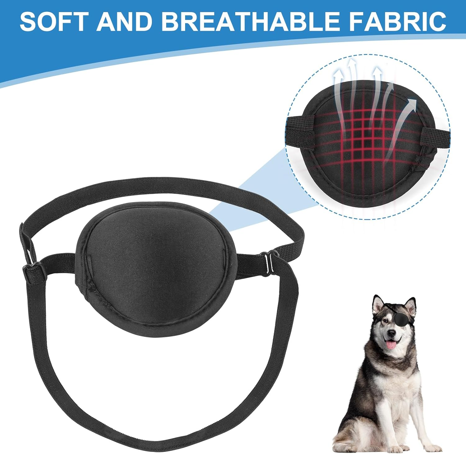 Yeebeny Dog Eye Patch, Eye Patch for Dogs Eye Injuries after Surgery Wounds, Adjustable Soft Eyepatch Dogs Eye Covering Pack of 2 image number 1
