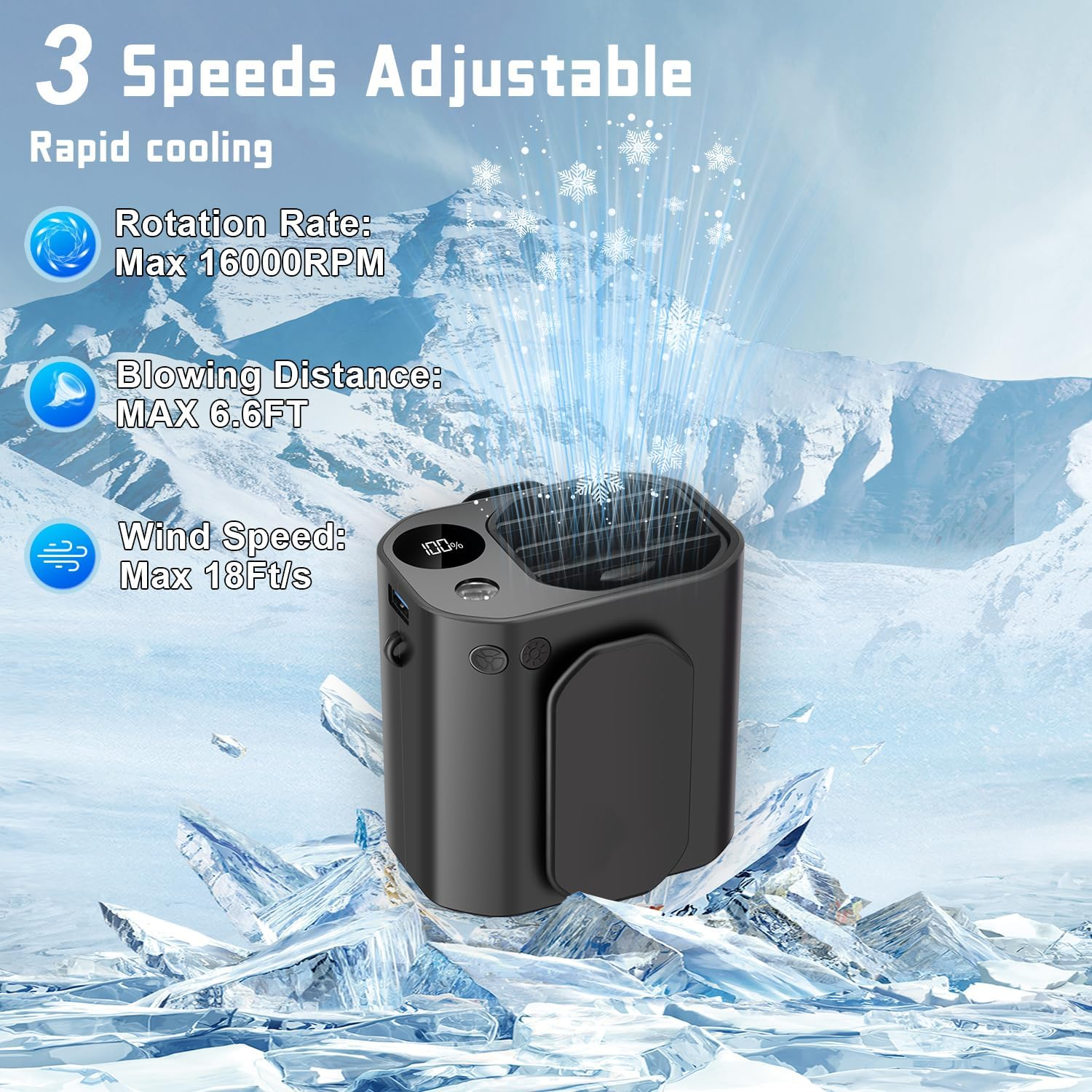 Portable Fan, Hands-Free Hanging Neck Fan Rechargeable 3 Speeds 16000RPM Strong Airflow Portable Waist Fan Clip on Wearable Belt 24H Working Time for Travel, Camping, Outdoor, Jobsite, Farms