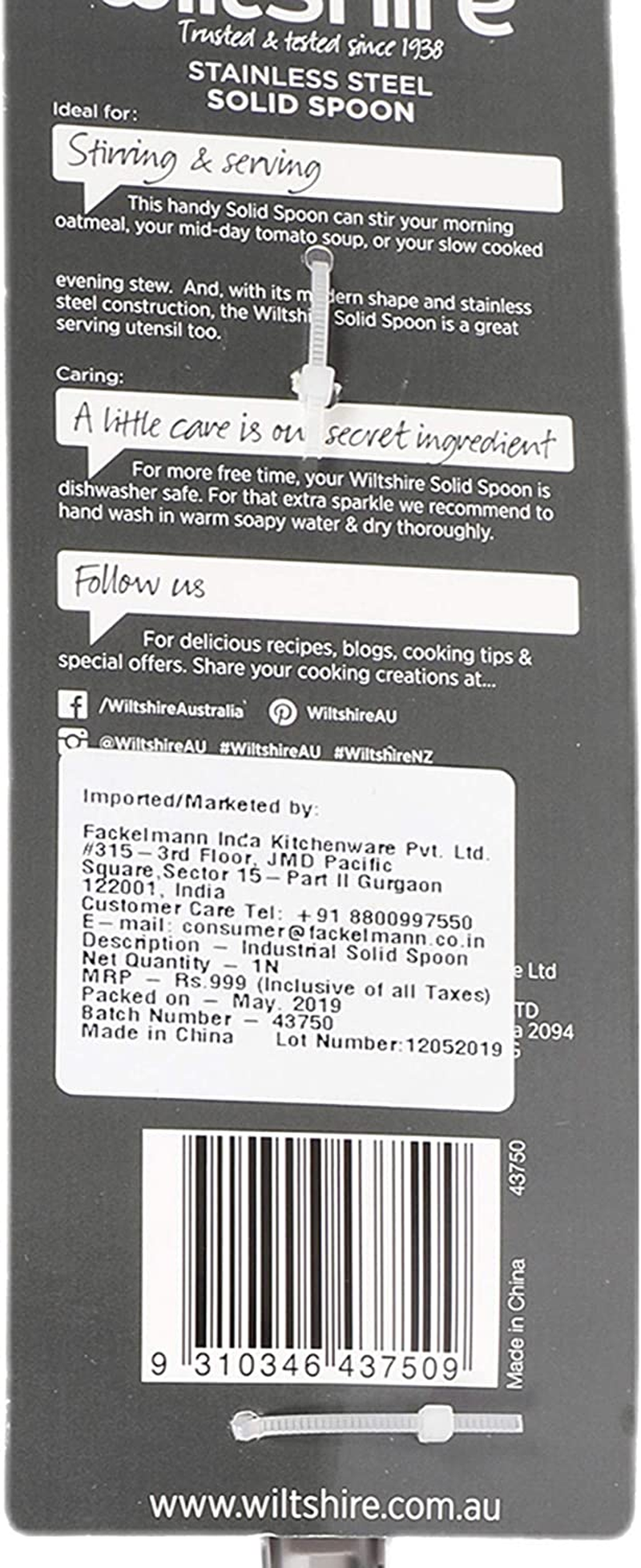 Wiltshire Industrial Stainless Steel Solid Spoon image number 1