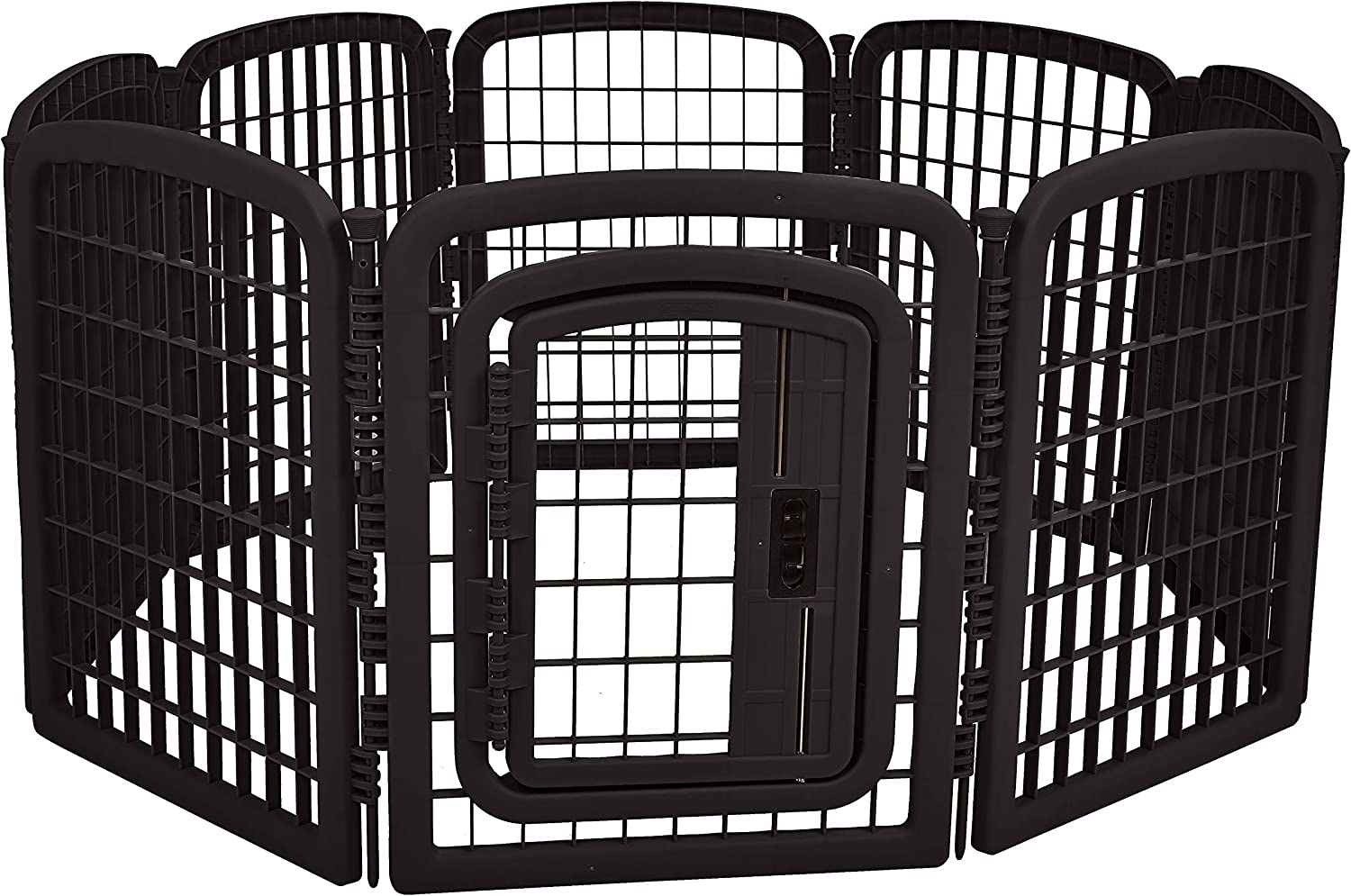 Amazon Basics 8-Panel Plastic Pet Pen Fence Enclosure with Gate - 150 X 147 X 71 Centimeters, Grey