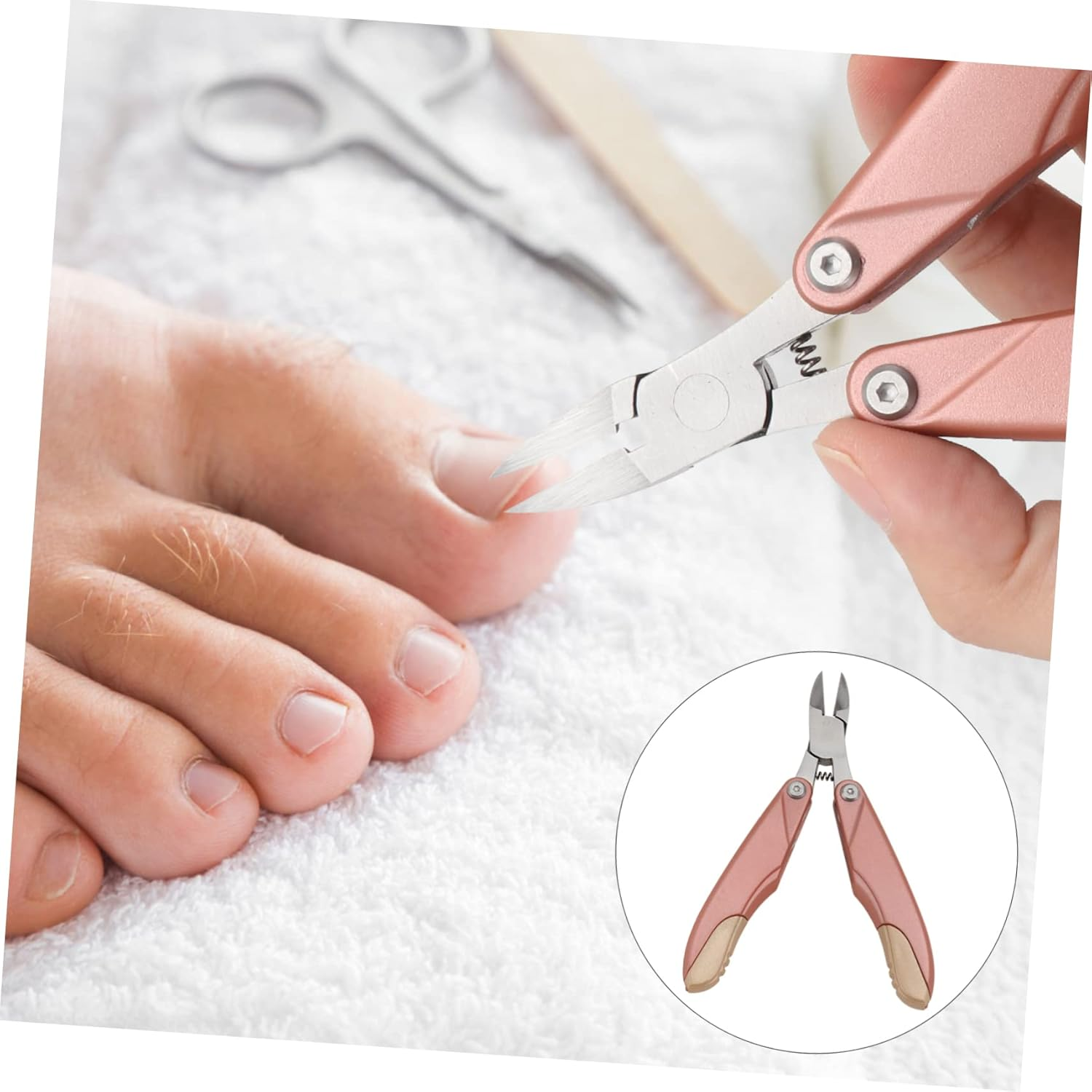 BELLIFFY Stainless Steel Cuticle Nipper Nail Scissors for Fingernails Toenails Manicure Tool Spring Handle Cuticle Cutter for Travel image number 5