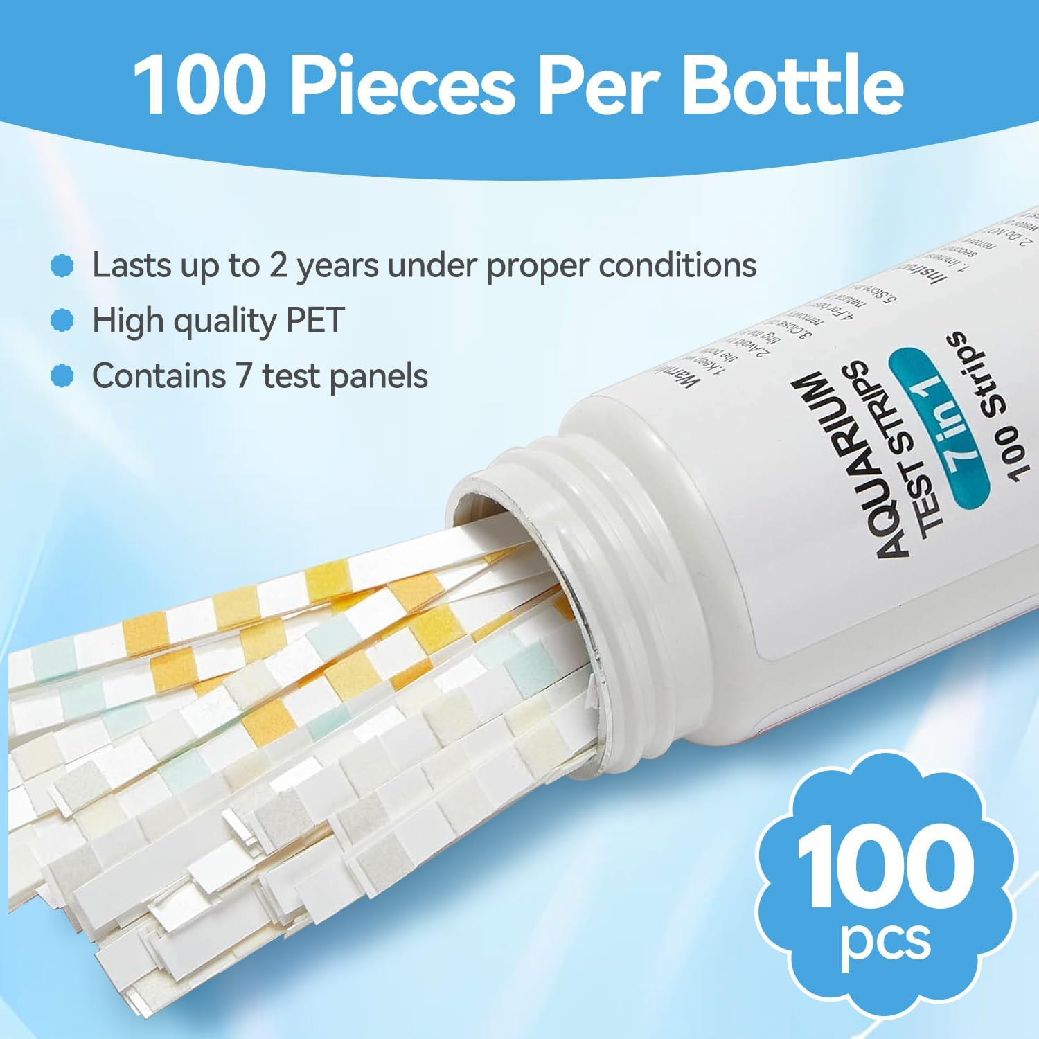 Proxima Direct 7 in 1 Aquarium Test Kit 200 Pack Fish Tank PH Test Strips with 2 Bottles Water Test Kit to Detect PH Nitrite Nitrate Chlorine Carbonate Total Alkalinity Hardness image number 1