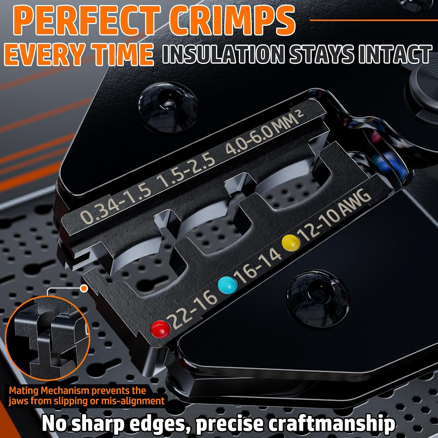 PEBA Crimping Tool for Heat Shrink Connectors 22-10 AWG, with 3 Sizes Heat Shrink Butt Connectors Kit - Ratcheting Wire Crimpers - Electrical Crimping Tool Pliers - Ratchet Terminal Crimper（Ul Listed） image number 4