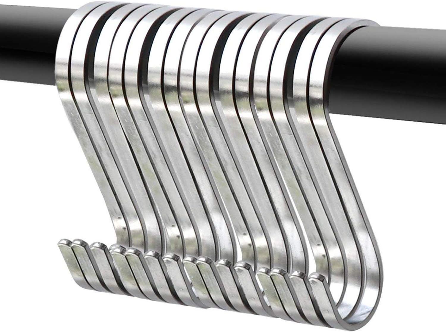 Flat S Hooks Stainless Steel S Shaped Hanging Hooks for Kitchen, Bathroom, Bedroom and Office 15 Pack/Large(3.5") image number 3
