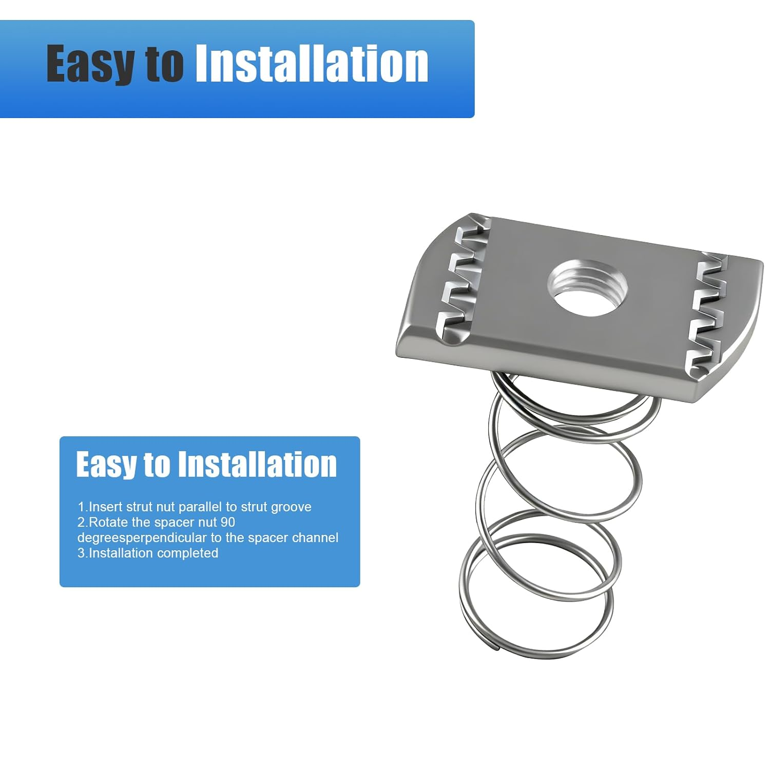 12 Pcs M8 Galvanized Spring Nut, Stainless Steel C-Shaped Steel Special Spring Nut, Durable & Corrosion-Resistant Channel, Ideal for Electrical, HVAC & Construction image number 1