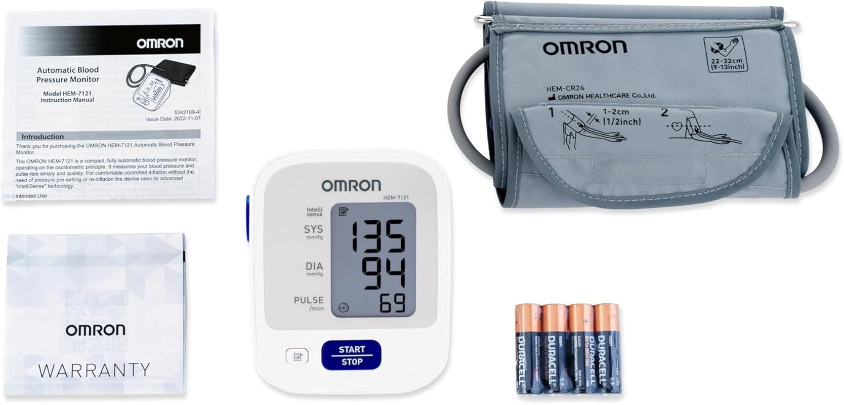 OMRON HEM7121 Clinically Validated Standard Upper Arm Blood Pressure Monitor with Irregular Heartbeat Indicator - Medium to Large Soft Cuff (22-42Cm), 30 Reading Memory, One Touch Use, Hypertension Indicator and 6 Year Warranty When Registered Online image number 5