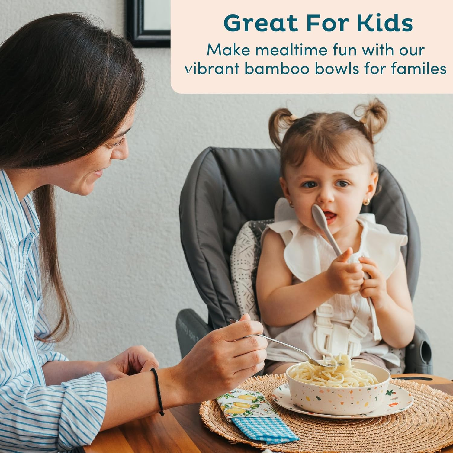 Nook Theory 4 Pack Reusable Bamboo Plates - Non-Toxic Toddler and Kids Plate, Dishwasher Safe, Not Microwavable Dinnerware (Celebration 10")