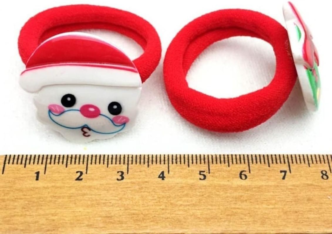 Christmas Hair Scrunchies, 10Pcs Children Cute Christmas Hair Rope, Santa Elk Hairpins Rubber Band, Elastic Hair Band Hair Accessories for Girl image number 3