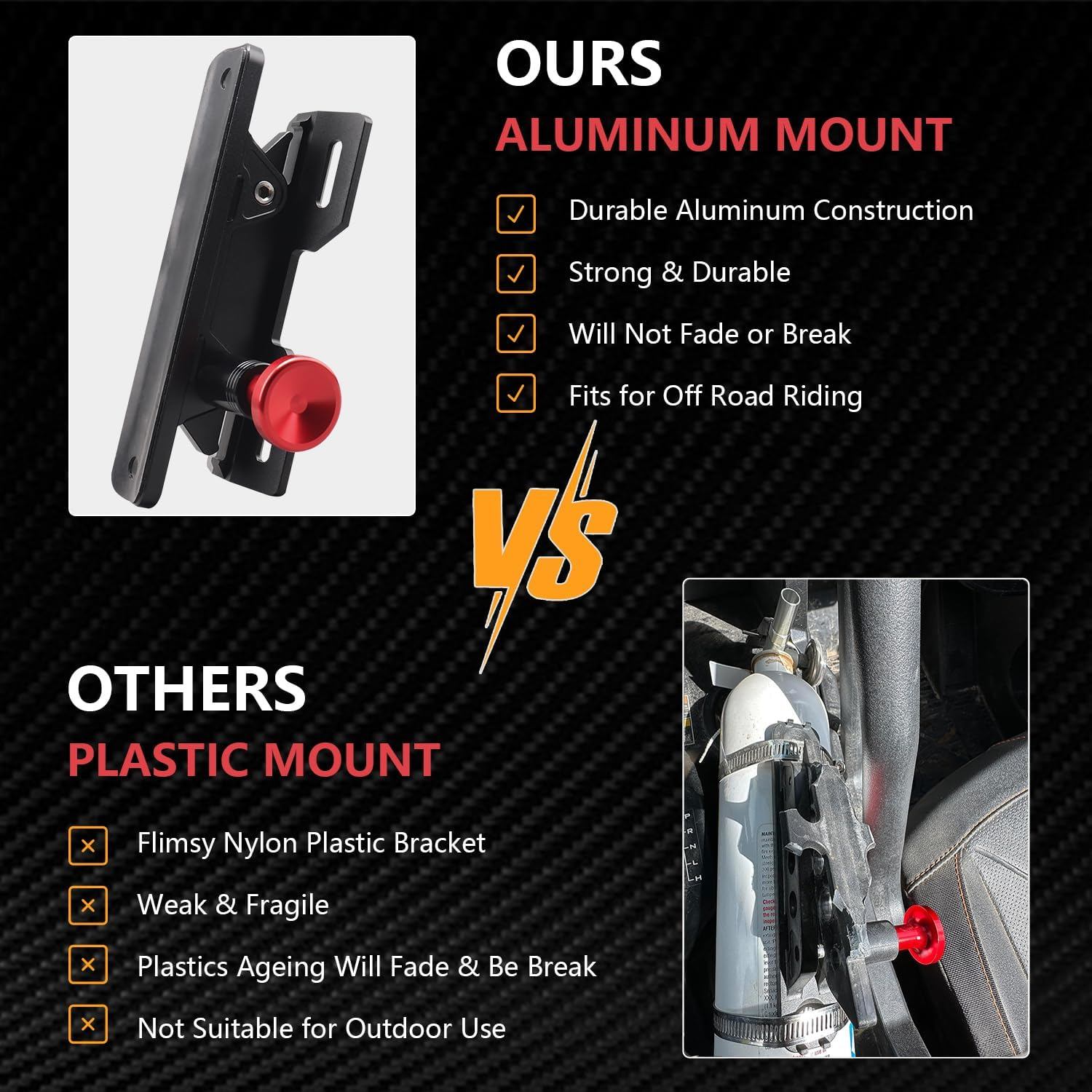 Samman Fire Extinguisher Mount Bracket, Aluminum UTV Quick Release Fire Extinguisher Holder Compatible with Jeep Wrangler JK Polaris Ranger Cam-Am X3 image number 3