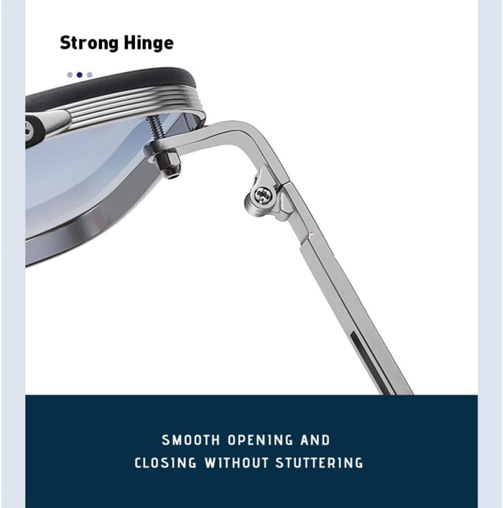 MUTYNE Gradient Sunglasses for Men Fashion Metal Big Frame Sun Glasses - Gold Blue image number 7