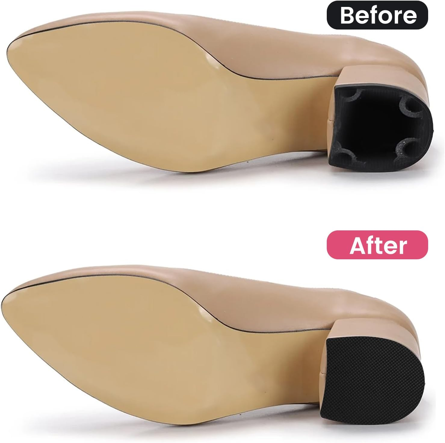 8 Pcs High Heels Patch, Square High Heel Replacement Tips Black Heels Caps, Boot Replacement Shoe Repair Patch for Tread Pad Non Slip Heel Protectors image number 3