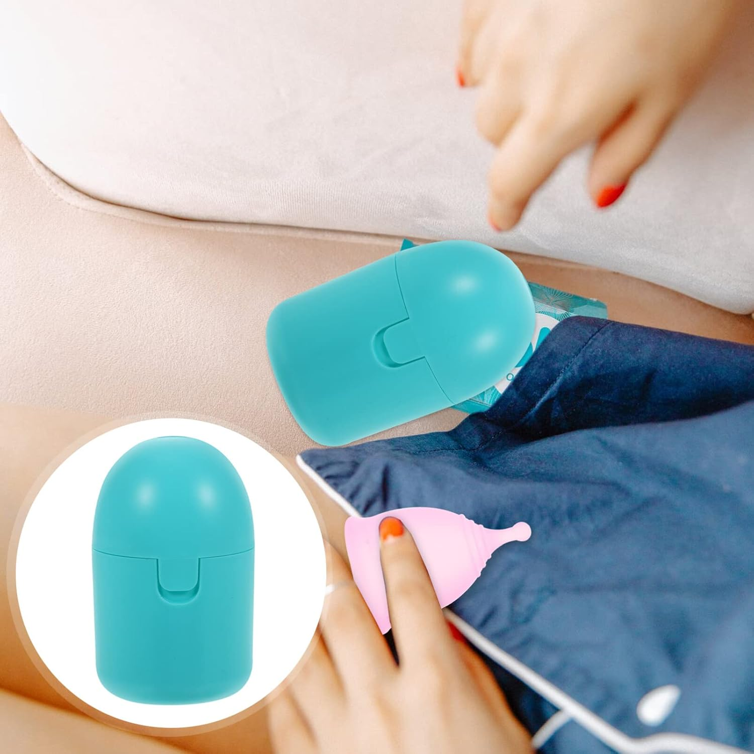 FOMIYES 2Pcs Cups Steamed Sterilizer Reusable Period Cups Cleaner Microwave Personal Cleaning Sterilizer for Female Women Tool Accessory Blue image number 2