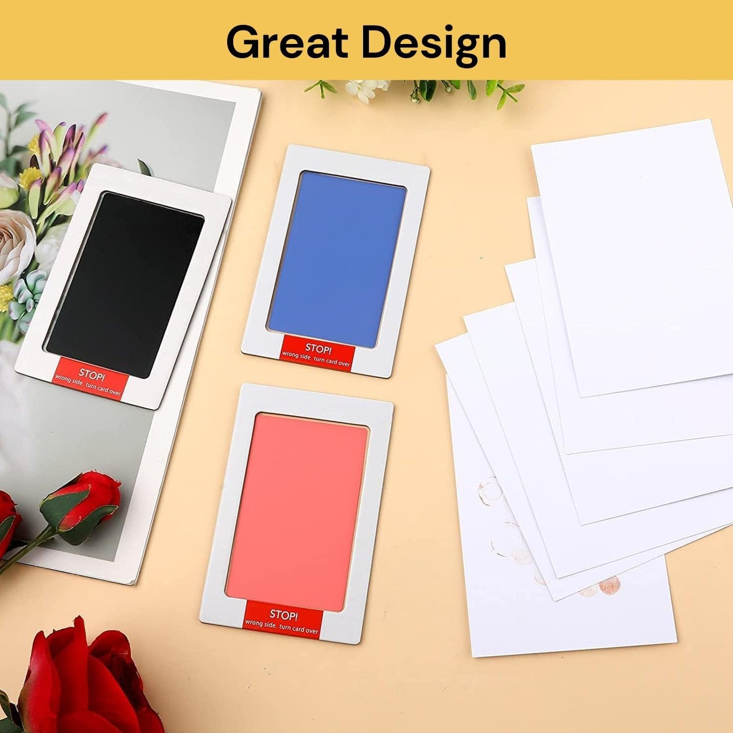 EZONEDEAL Baby Prints Baby Handprint and Footprint Makers Kit Inkless Ink Pad Hand & Foot Stamp Safe Non-Toxic for Baby Feet and Hands Family Keepsake Pet Paw Clean-Touch with 2 Imprint Card (Pink) - Pink image number 5