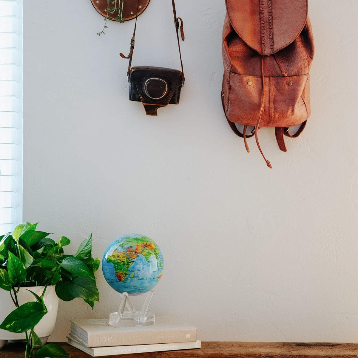 MOVA Globe Blue with Relief Map 4.5With Base, Solar Powered Rotating Globe No Need of Battery or Chord, Unique Gift and Decoration