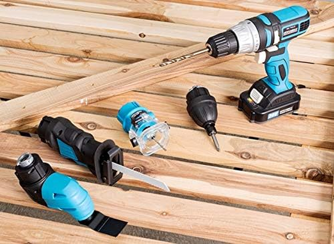 Versamax 5-In-1 Cordless Tool System &ndash; Drill, Saw, Driver & Multi-Tool Set &ndash; Compact Kit with Interchangeable Heads, Air Pump, 20V Battery & Case &ndash; Lightweight & Portable DIY Power Tools image number 2