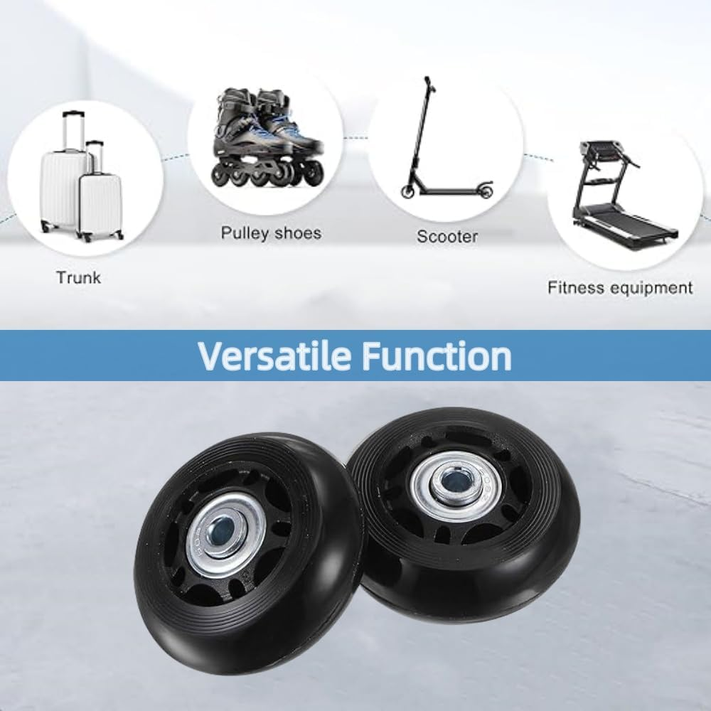 Replacement Luggage Wheels,Suitcase Replacement Wheels, 60X24Mm Suitcase Wheel with Bearings Repair Kits, 2 PU Bearing Wheels, Wrenches & Axle Screw for Trolley Bag, Inline Skate and Caster Board image number 2