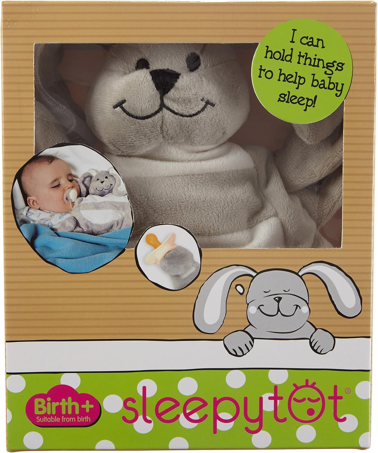Sleepytot Baby Comforter Plush Toy | Dummy Holder & Teether Attachment | Soft, Machine Washable Newborn Sleep Aid | Perfect Baby Gift & Essential for Soothing |Grey Bunny image number 4