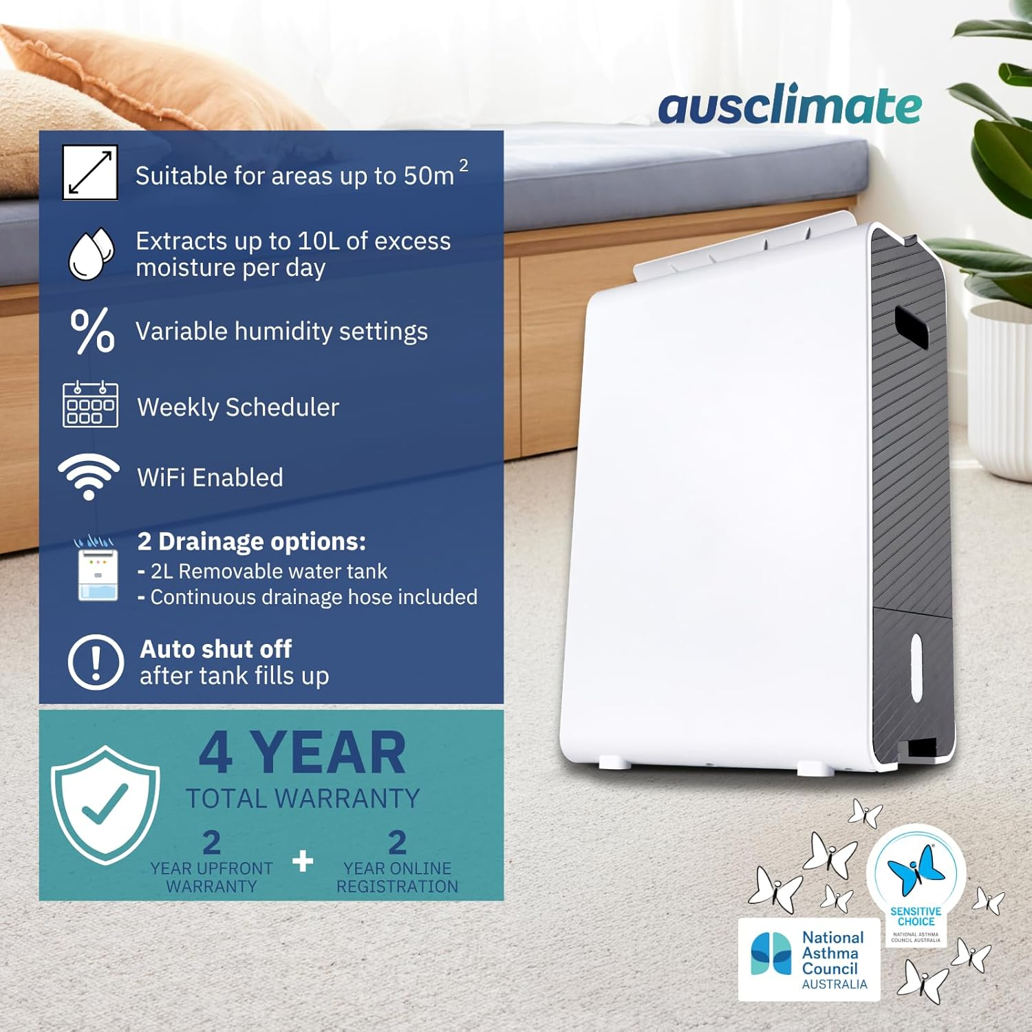 Ausclimate Cool-Seasons Premium 10L Desiccant Dehumidifier image number 3