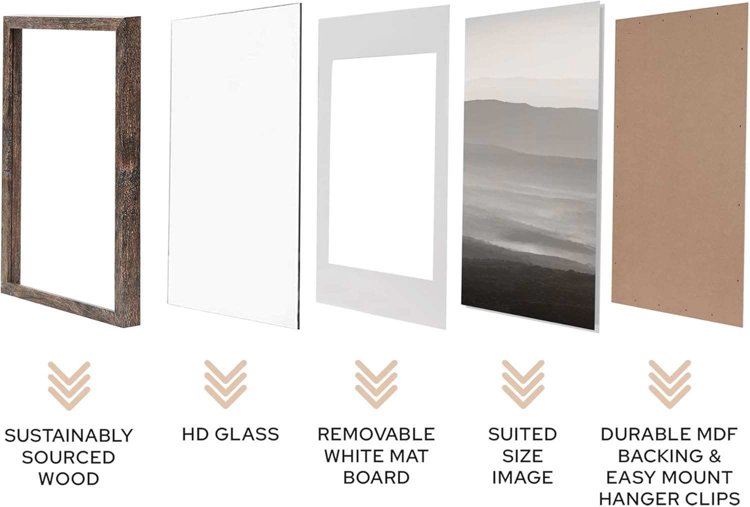 Cooper & Co. Set of 2 40X40Cm Matt to 30X30Cm Natural Premium Rustic Wooden Photo Frame image number 1