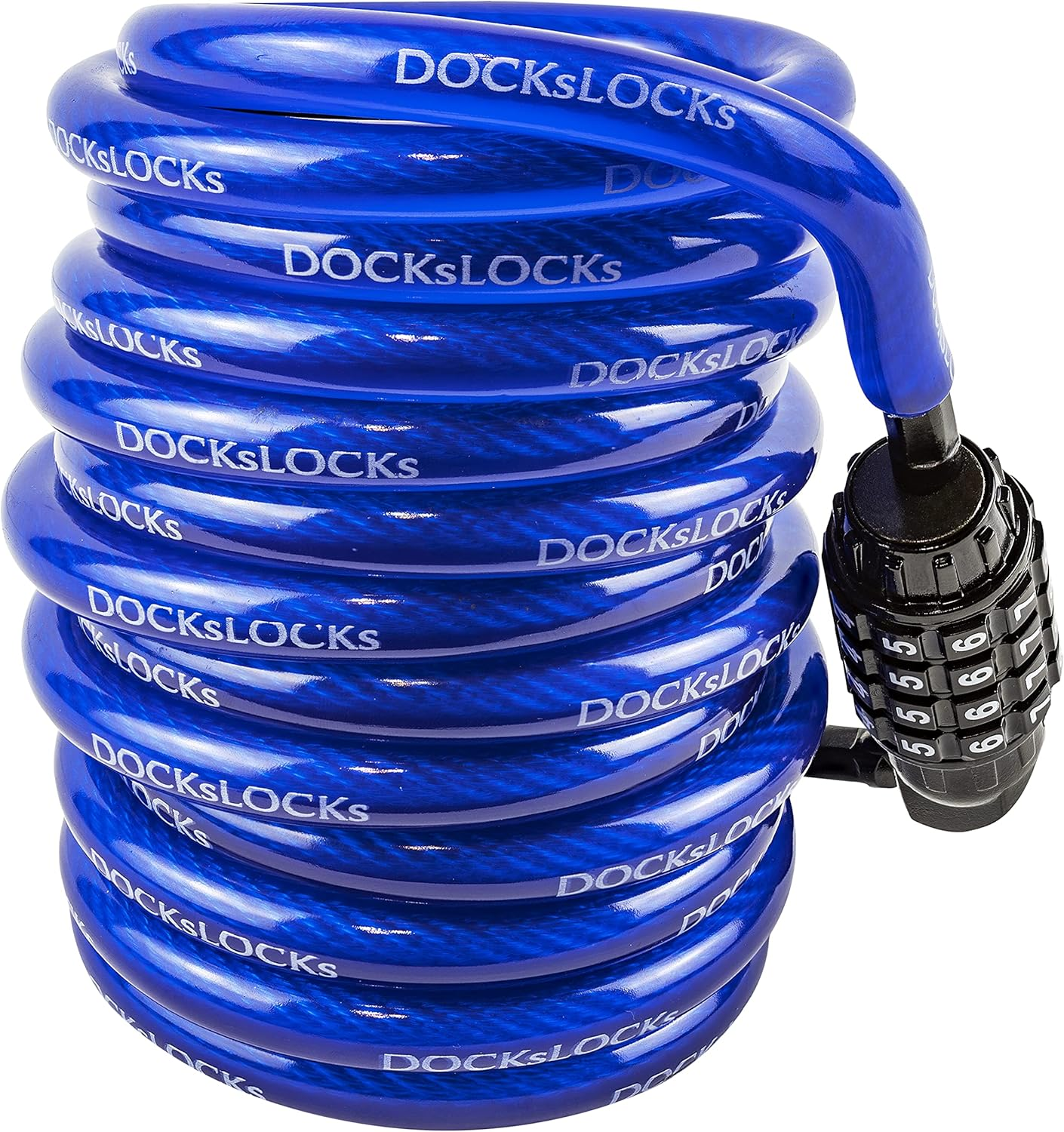 Dockslocks Weatherproof Coiled Security Cable Lock, 25Ft, Anti-Theft Protection, Resettable Combination, Black