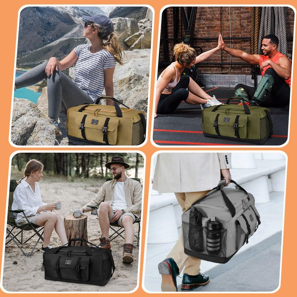 WOTWO 55L Gym Yoga Duffel Bag, Large Capacity Sports Travel Bag with Pockets & Shoe Compartment for Women & Men, Weekender Overnight Bag with Adjustable Shoulder Straps image number 2