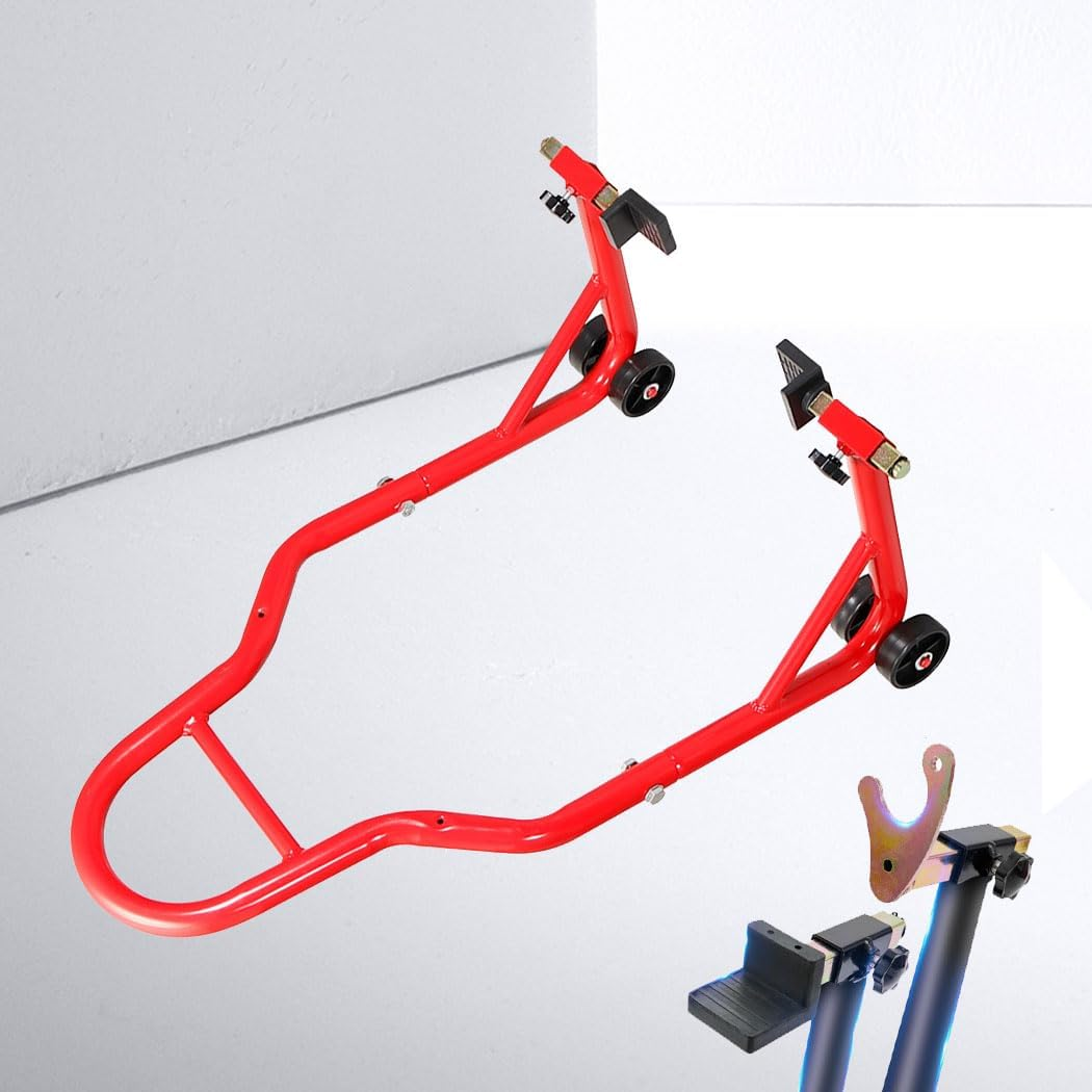 500KG Heavy-Duty Motorcycle Stand,Adjustable & Versatile Bike Stand with Moving Wheels,Paddock Rear Lift Carrier for Motorbikes, Suitable for Most Motorcycles(Red) image number 6