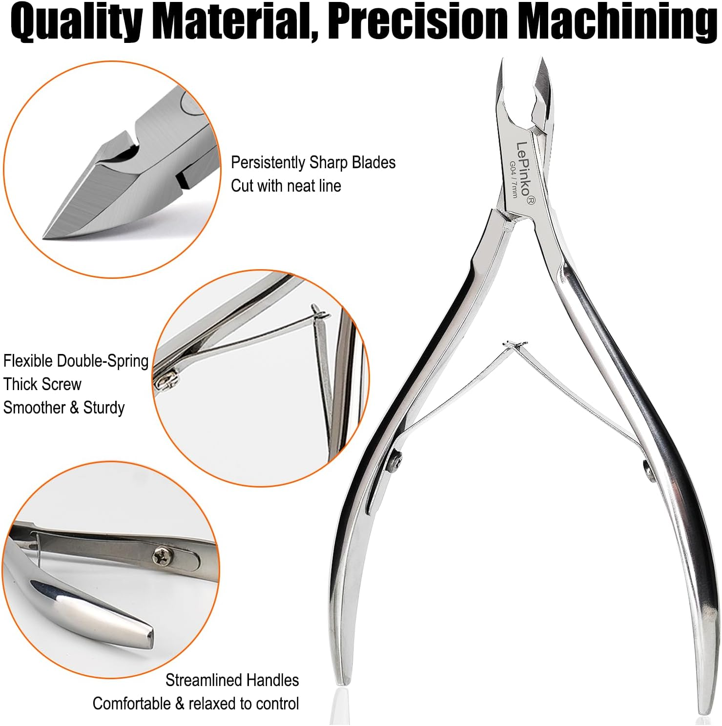 Lepinko Professional Cuticle Trimmer Kit, Super Sharp Dead Skin Clipper, Labor-Saving Cuticula Remover for Fingernail Toenail, Manicure Pedicure Tool for Women Men, Home Salon Use, 7Mm Jaw image number 6