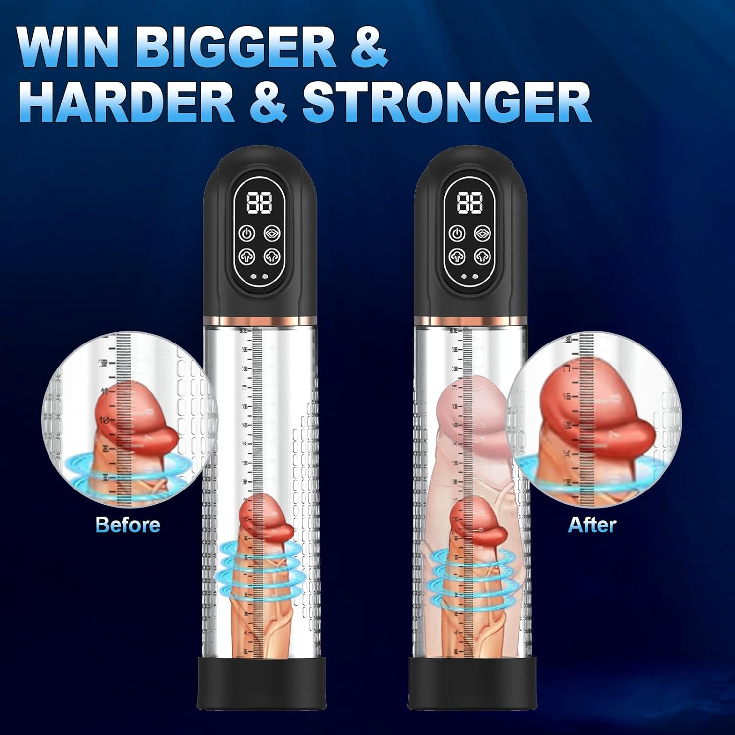 Electric Penis Pump Male Masturbators, Air Water Pump with 4 Pressure & 3 Training Modes, 3 in 1 Waterproof Automatic Vacuum Penis Enlarger, with 6 Penis Rings, Sex Toys for Men Shower, Bathtub & Pool image number 1