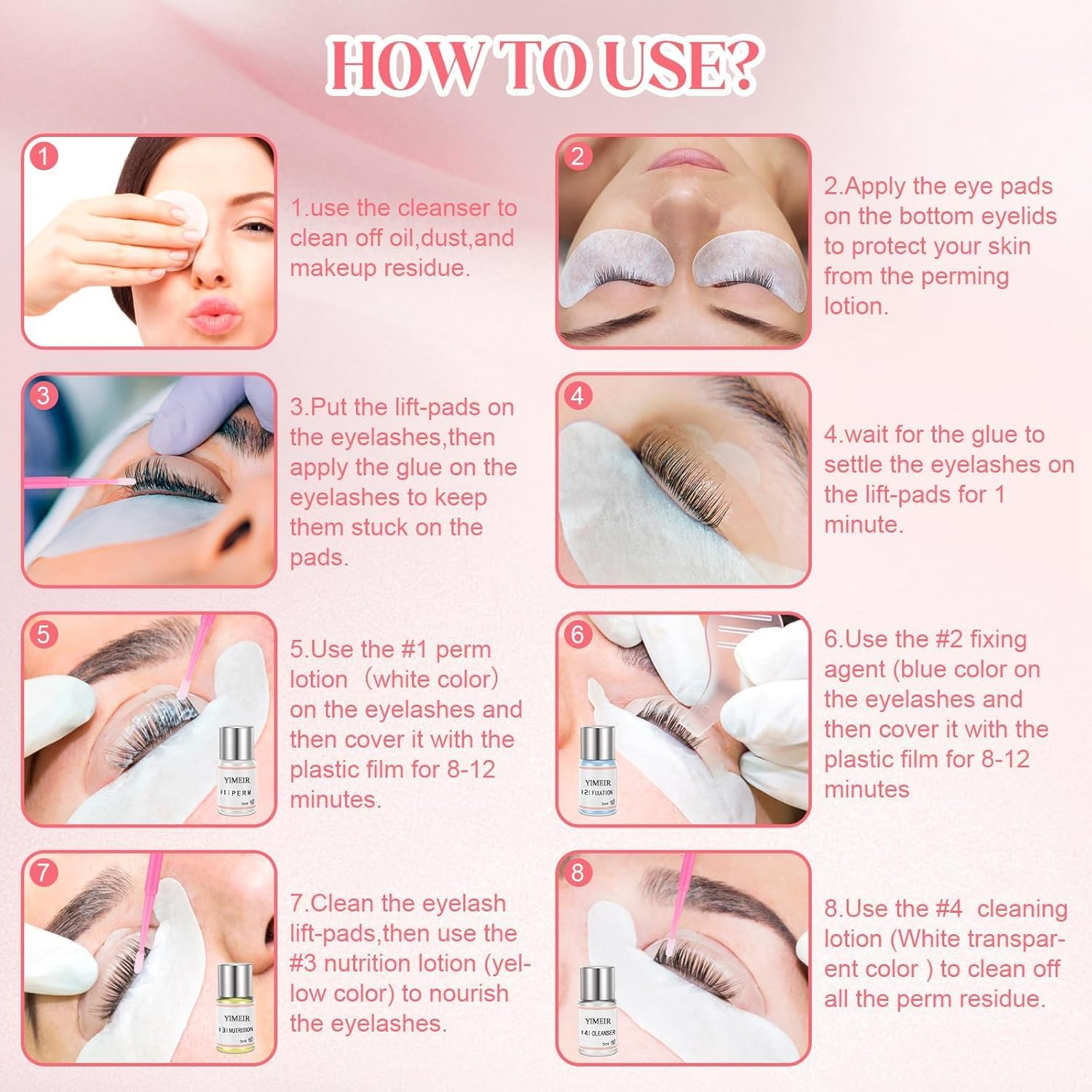 Professional Lash Lift Kit, Eyelash Perm Kit, Tools for Lash Lift Eyelash Extensions and Curling, Semi-Permanent Curling Perming Wave Suitable for Home Salon image number 4