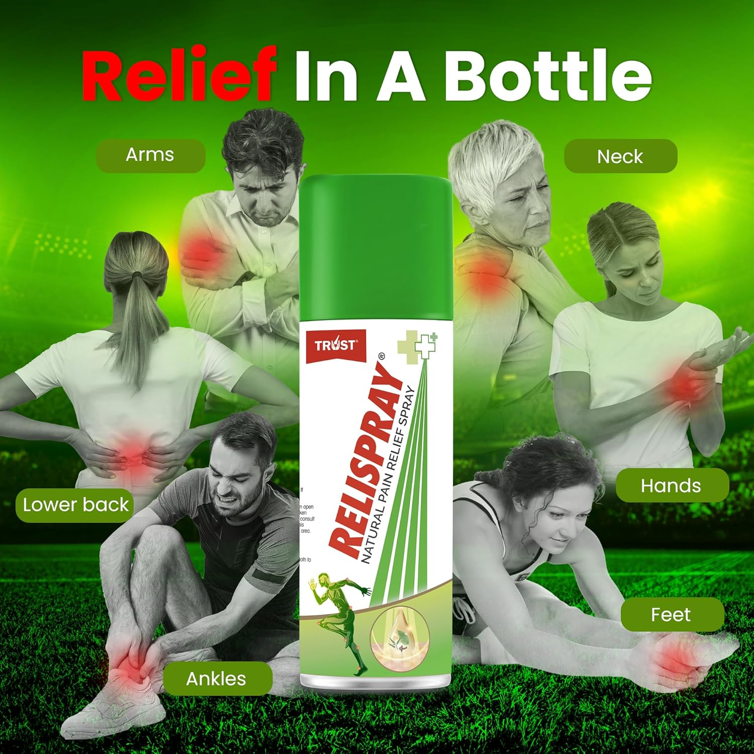 RELISPRAY Instant Pain Relief | Purely Ayurvedic Spray | 100% Natural Pain Relief Spray | Unique Pain Relieving Technology for - Elbow Pain, Backache, Knee Pain, Muscle Pain, Tired Feet, Ankle Sprain | Suitable for Sports Gym Injuries,Household Use and Outdoor Activities - 95G image number 5