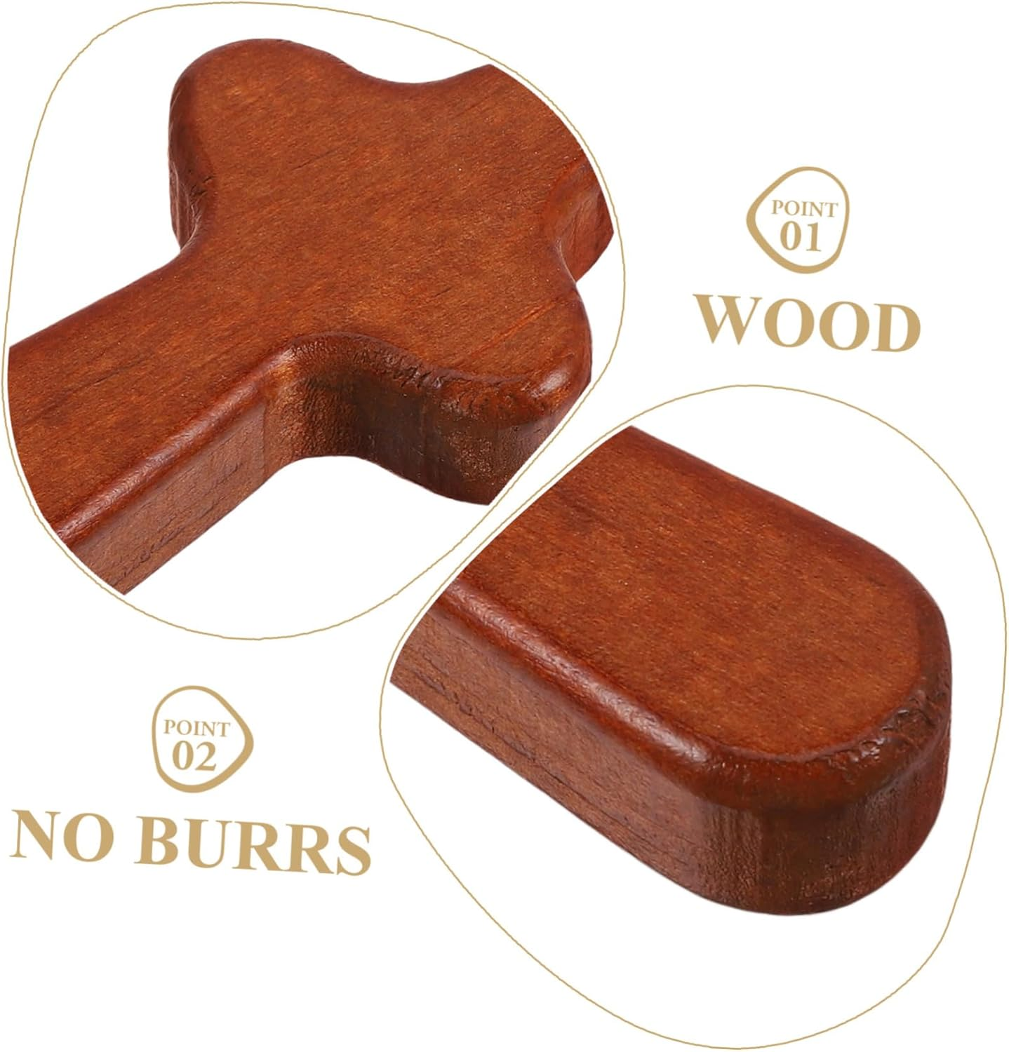 MUELODSIC 3Pcs Wooden Jesus Cross Portable Hand Holding Prayer Cross Small Pocket for Religious Needs image number 1