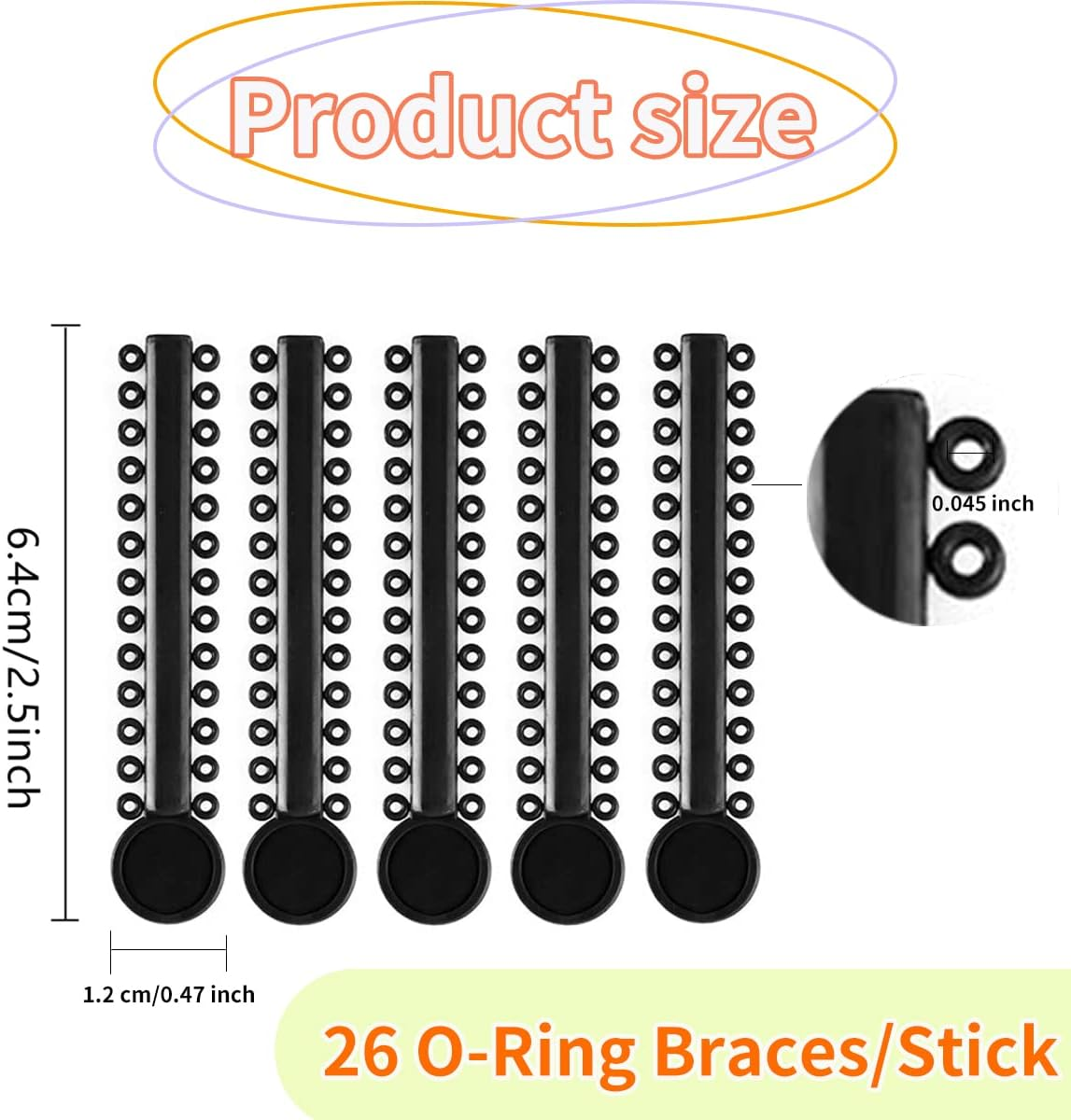 1040 Pcs Black Braces Rubber Bands Orthodontic Ligature Ties O-Rings Elastic Bands for Braces (Black) image number 3