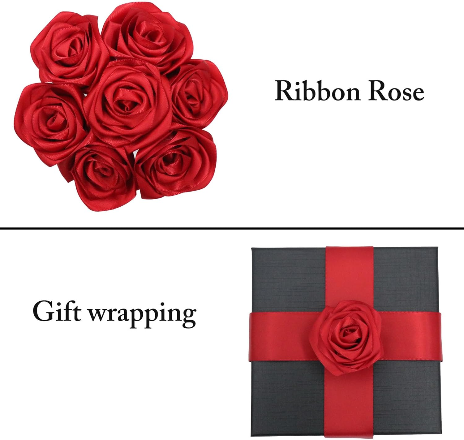 Red Ribbon 1-1/2 Inch 50 Yards Satin Ribbon Polyester Fabric Single Sided Ribbon for Gift Wrapping, Flower Bouquet, Handmade Eternal Flower, Wedding Party Decoration - Black image number 7