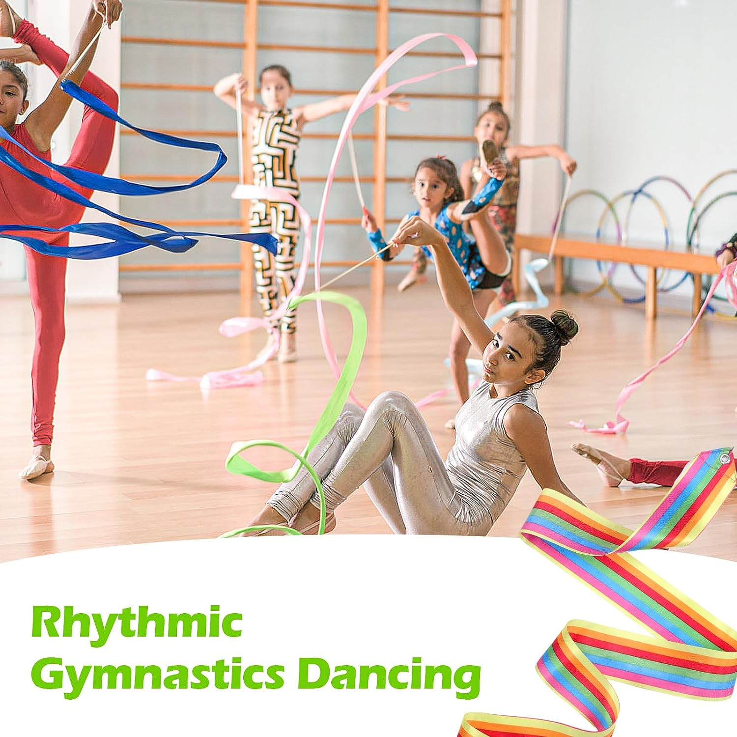 Niceup 12 Pcs Dance Ribbon for Kids Party Bag Fillers, Gymnastics Ribbon Rainbow Streamers Wand for Party Favors, Goodie Bag Fillers for Kids Birthday Princess Fairy Circus Party Decoration Supplies image number 4